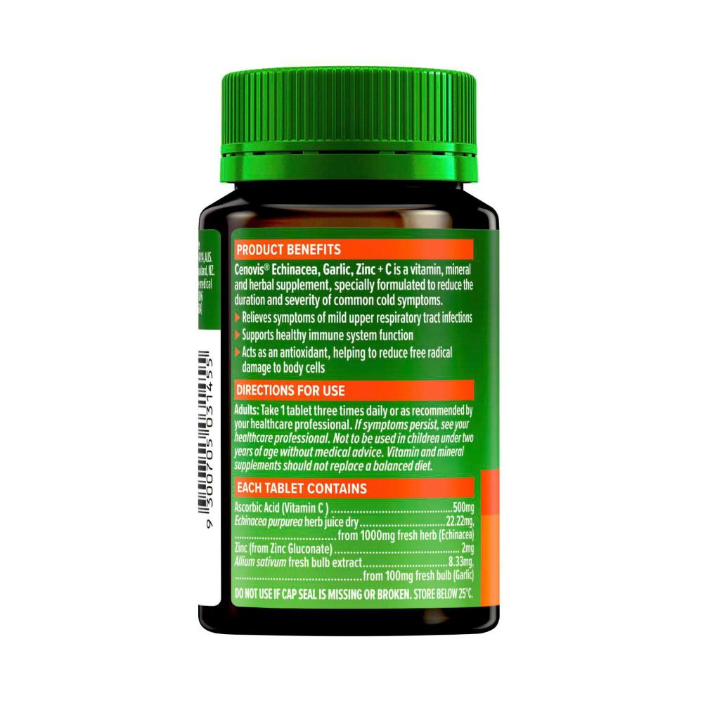 Cenovis Echinacea Garlic Zinc & Vitamin C Tablets - 60 pack