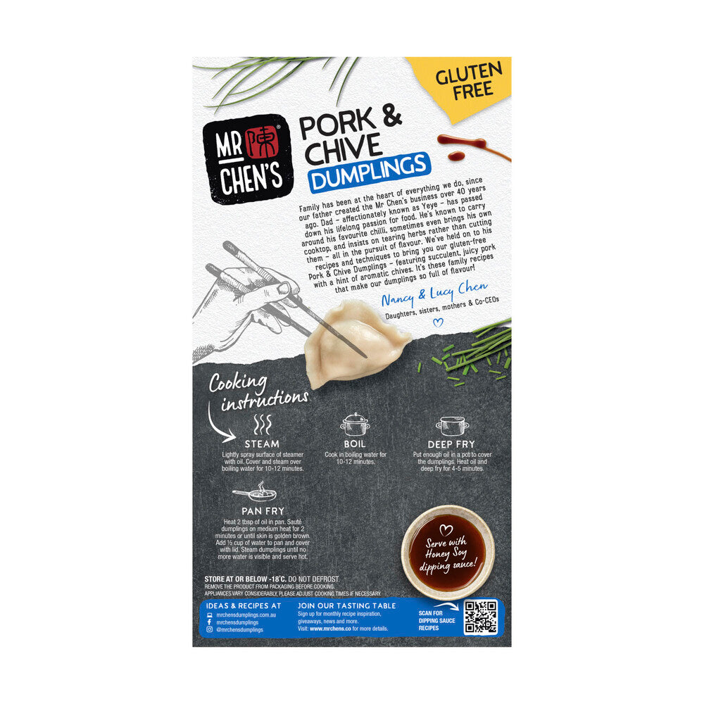 Mr Chens Gluten Free Pork & Chive Dumplings - 200g