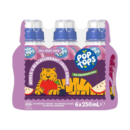 Pop Tops Apple Blackcurrant Drink 250ml - 6 Pack