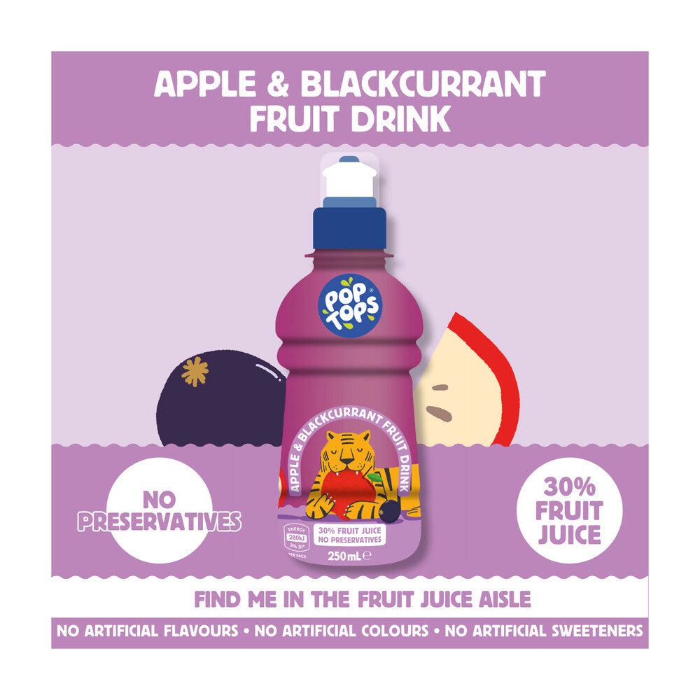 Pop Tops Apple Blackcurrant Drink 250ml - 6 Pack