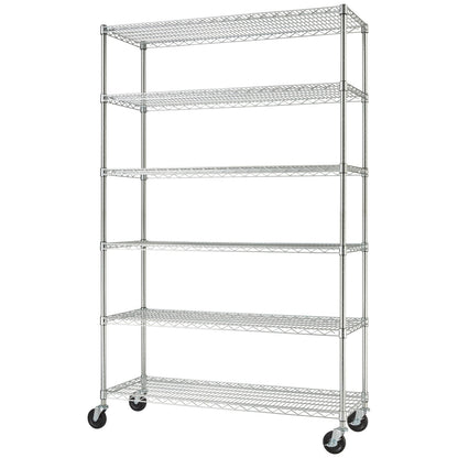 Trinity 6 Tier Steel Wire Shelf Rack Chrome Heavy Duty CTBFZ-0945