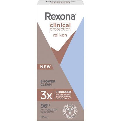 Rexona Women Clinical 96hr Deodorant Roll On Shower Clean 50ml