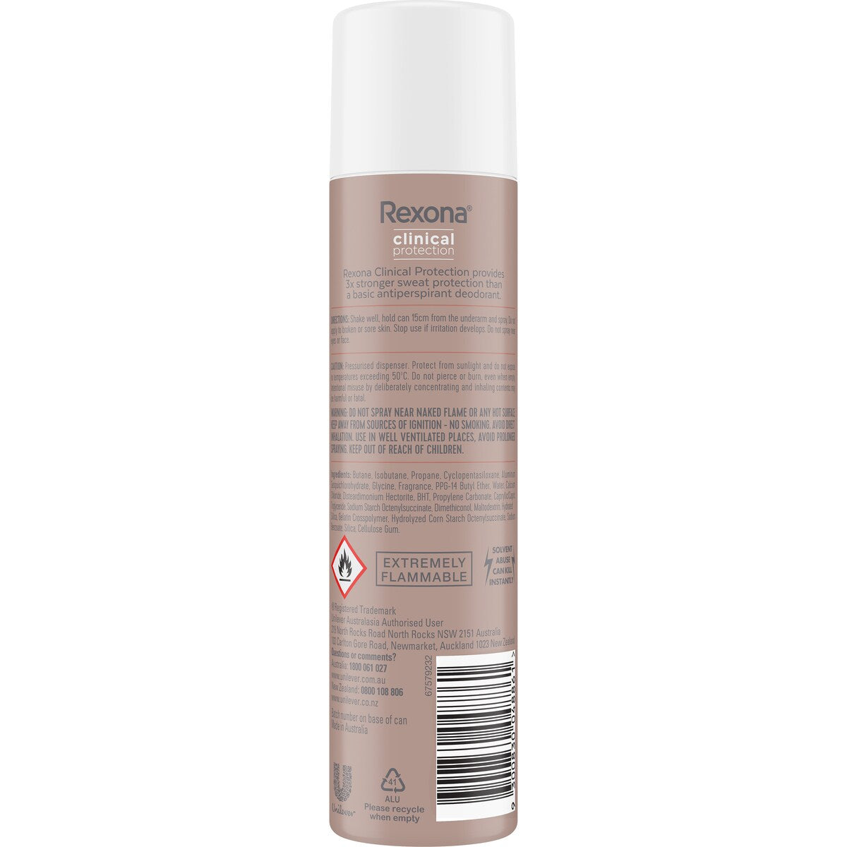 Rexona Women Clinical Protection 96h Antiperspirant Shower Clean 180 Ml