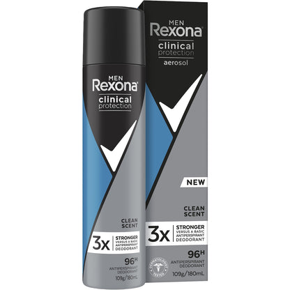 Rexona Men Clinical 96hr Deodorant Aerosol Shower Clean 180ml