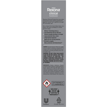Rexona Men Clinical 96hr Deodorant Aerosol Shower Clean 180ml