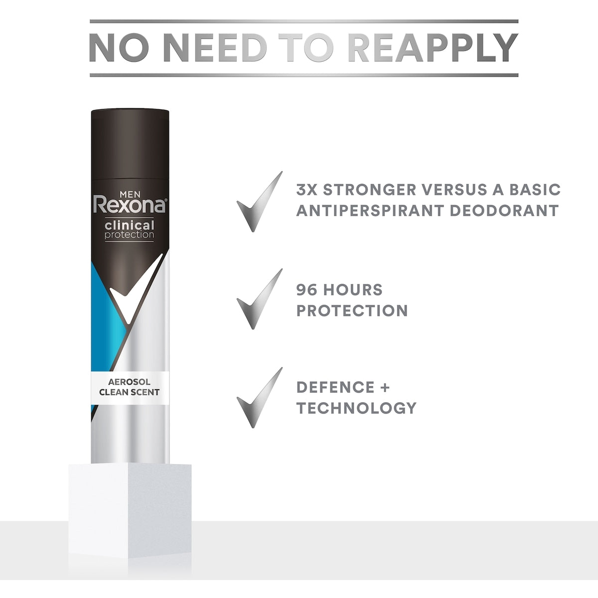 Rexona Men Clinical 96hr Deodorant Aerosol Shower Clean 180ml