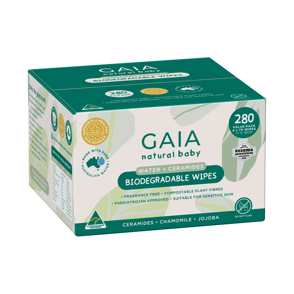 Gaia Natural Biodegradable Baby Water Wipes - 280 pack
