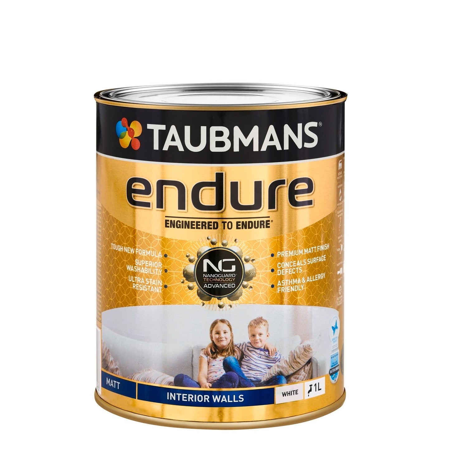Taubmans White Matt Endure Interior Walls Paint - 1L