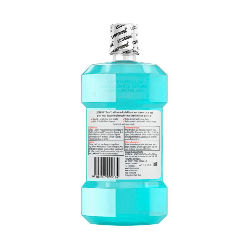 Listerine Zero Alcohol Antibacterial Mouthwash Less Intense Taste - 500mL