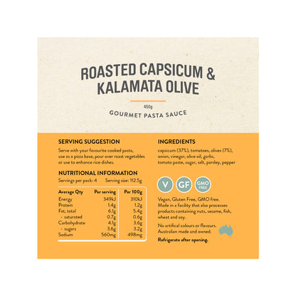 Rare Bear Roasted Capsicum & Kalamata Olive Pasta Sauce - 450g
