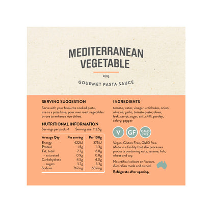 Rare Bear Mediterranean Vegetable Pasta Sauce - 450g