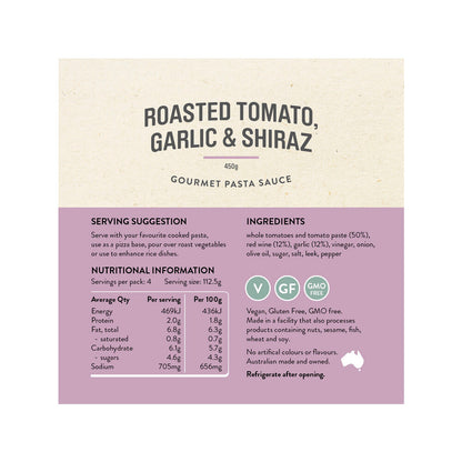 Rare Bear Roasted Tomato Garlic & Shiraz Pasta Sauce - 450g