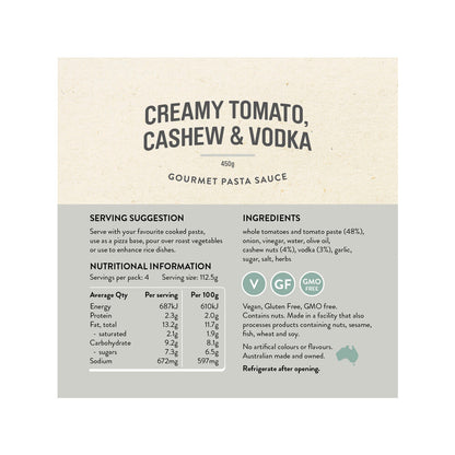 Rare Bear Creamy Tomato Cashew & Vodka Pasta Sauce - 450g