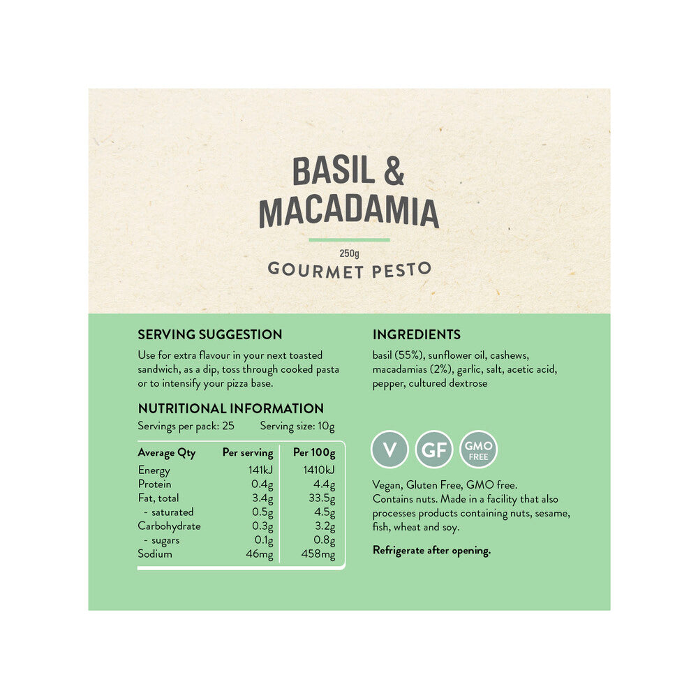 Rare Bear Basil & Macadamia Pesto - 250g