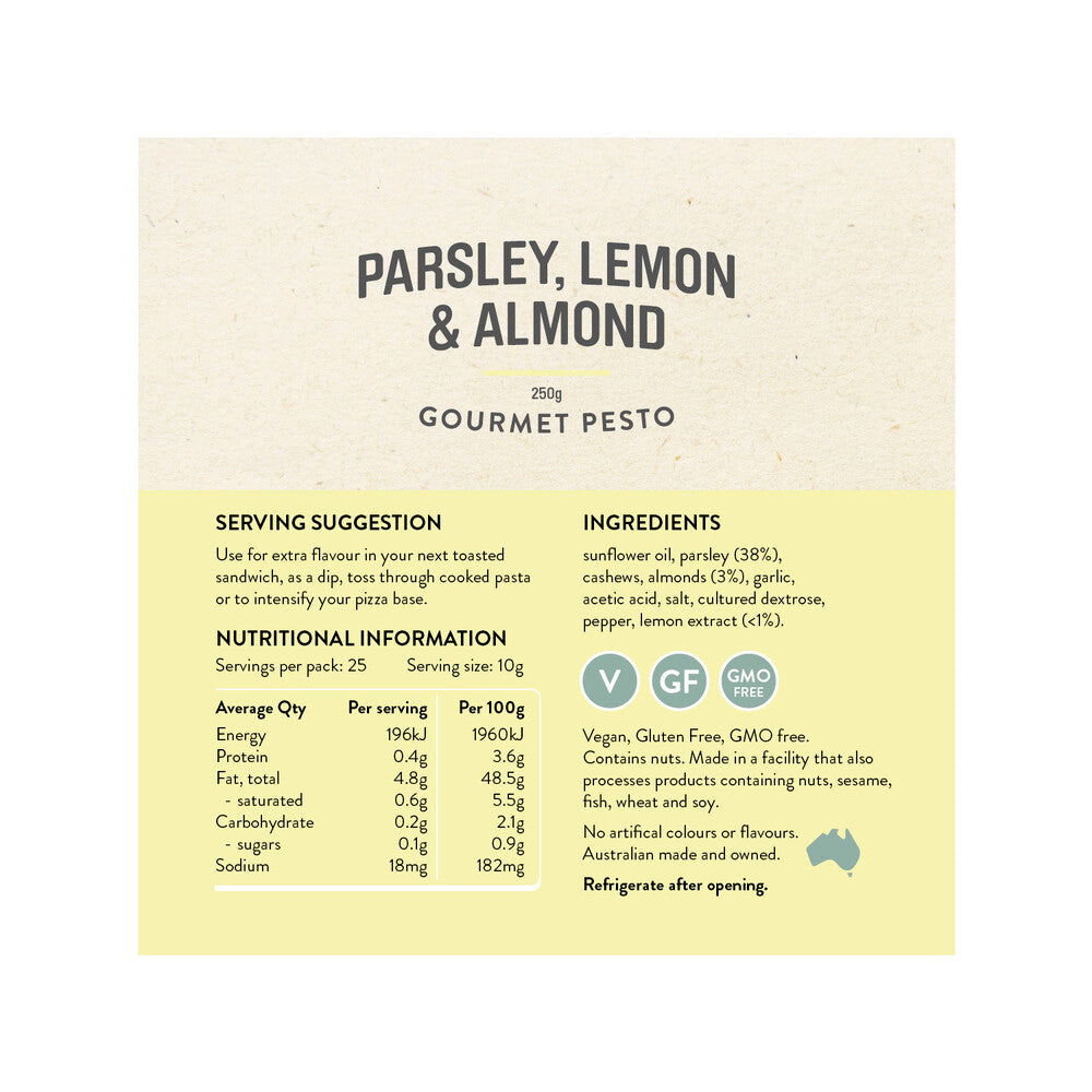 Rare Bear Parsley Lemon & Almond Pesto - 250g