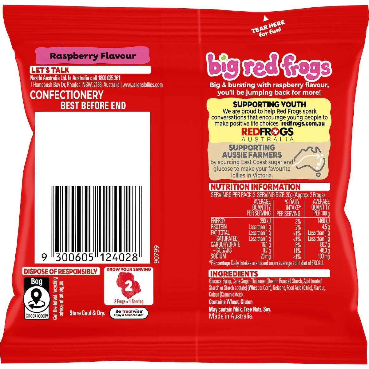 Allens Big Red Frogs Lollies 64g