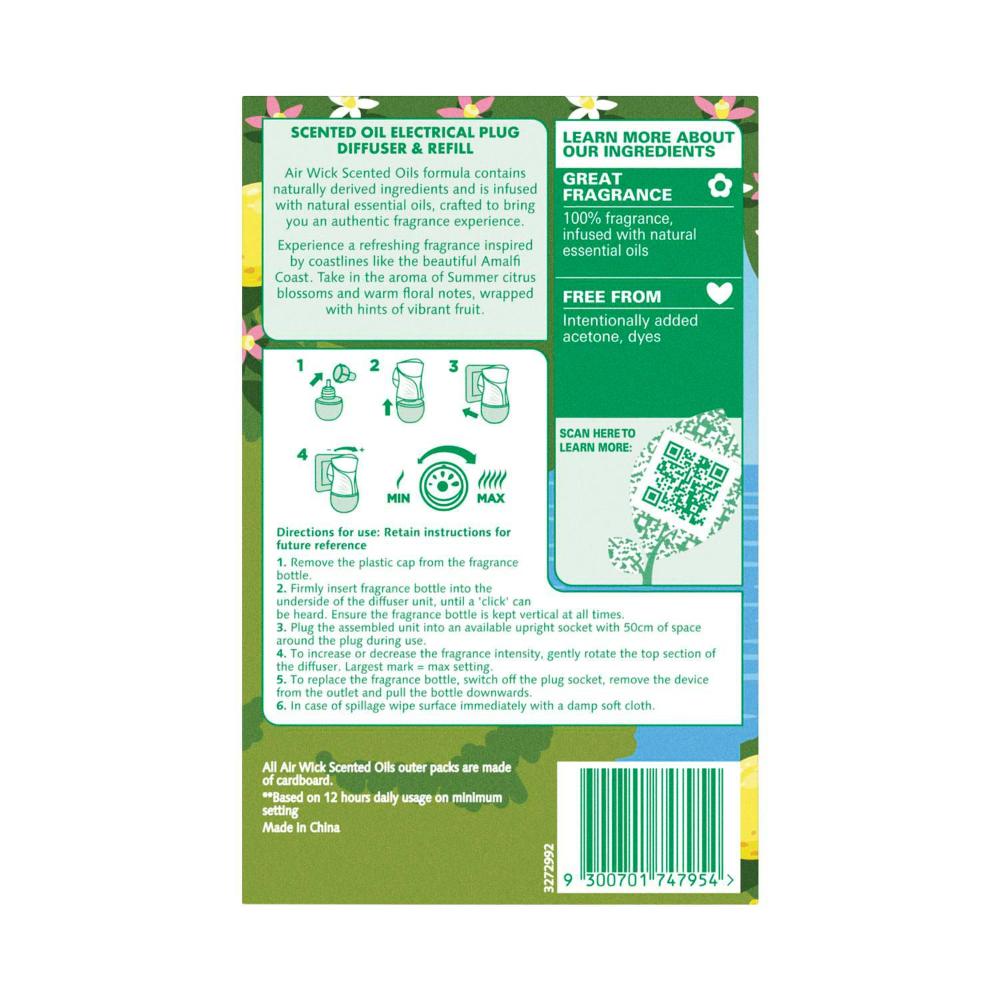 Air Wick Pure Scented Oil Diffuser + Refill Lemon Blossom And Jasmine - 19mL