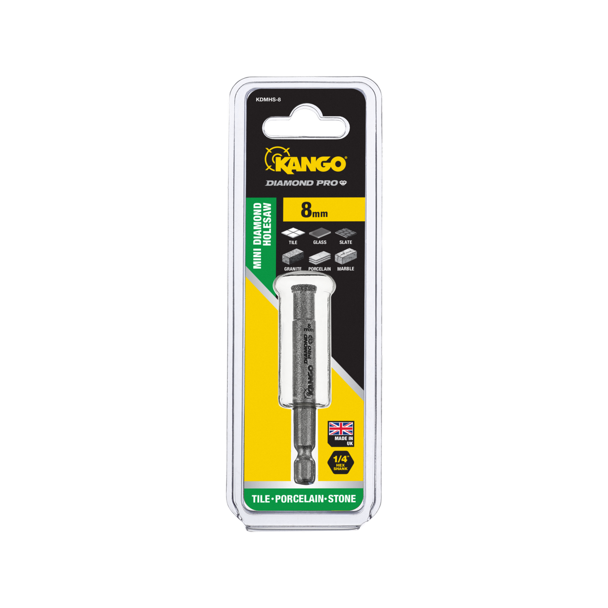 Kango Mini Diamond Holesaw - 8mm - Braze-Bonded Diamonds - Fast Plug Removal