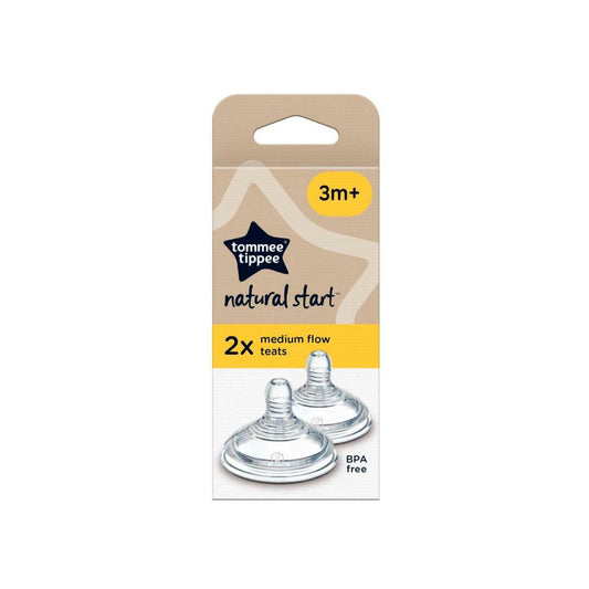 Tommee Tippee Natural Start Baby Bottle Teats Medium Flow 3Months+ - 2 pack