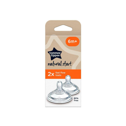 Tommee Tippee Natural Start Baby Bottle Teats Fast Flow 6months+ - 2 pack
