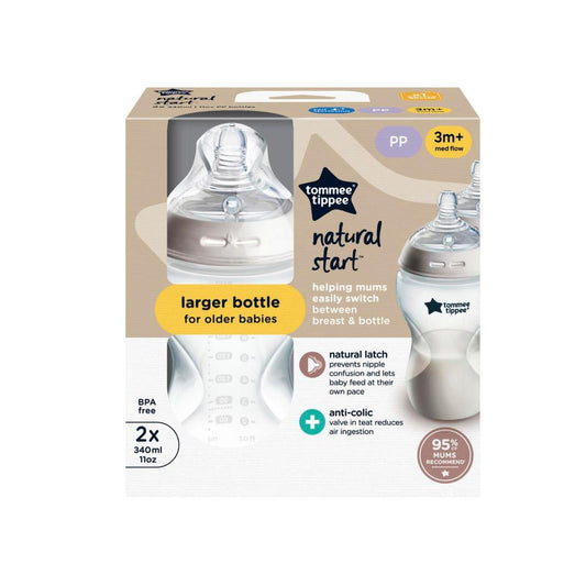 Tommee Tippee Baby Bottles Natural Start Anti-colic Bottle 340ml 3months+ - 2 pack