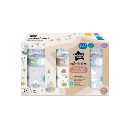 Tommee Tippee Baby Bottles Natural Start Anti-colic Bottle 260ml 0months+ - 3 pack