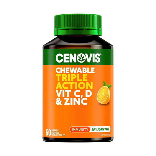 Cenovis Chewable Triple Action Vit C D And Zinc - 60 pack