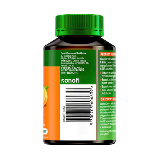 Cenovis Chewable Triple Action Vit C D And Zinc - 60 pack