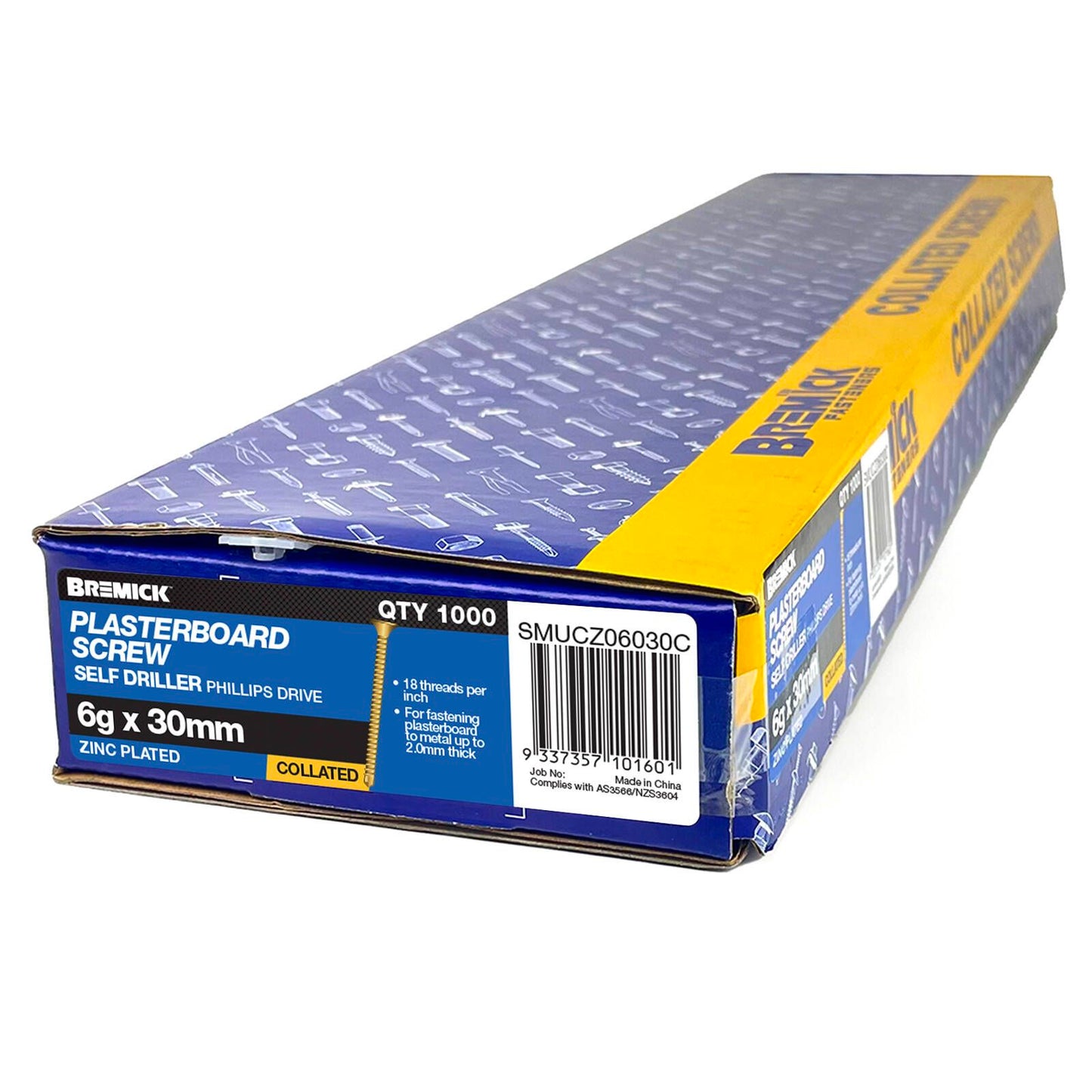 Bremick Collated Screw - 6g x 30mm - Zinc Yellow - 1000 Pack