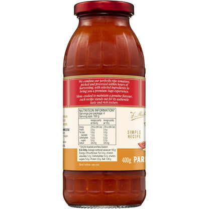 Mutti Sugo Semplice Pasta Sauce Parmesan 400g