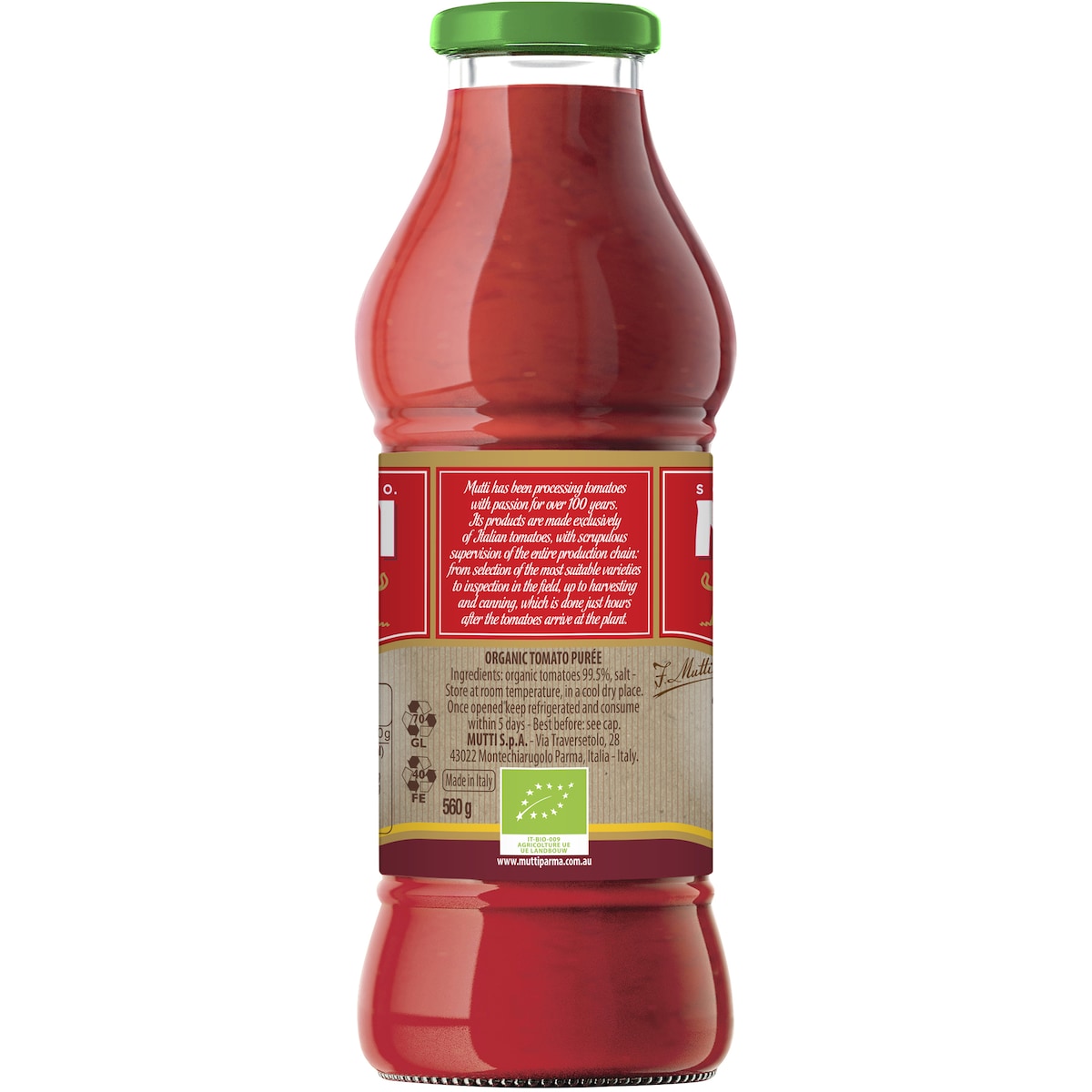 Mutti Organic Passata Tomato Puree 560g