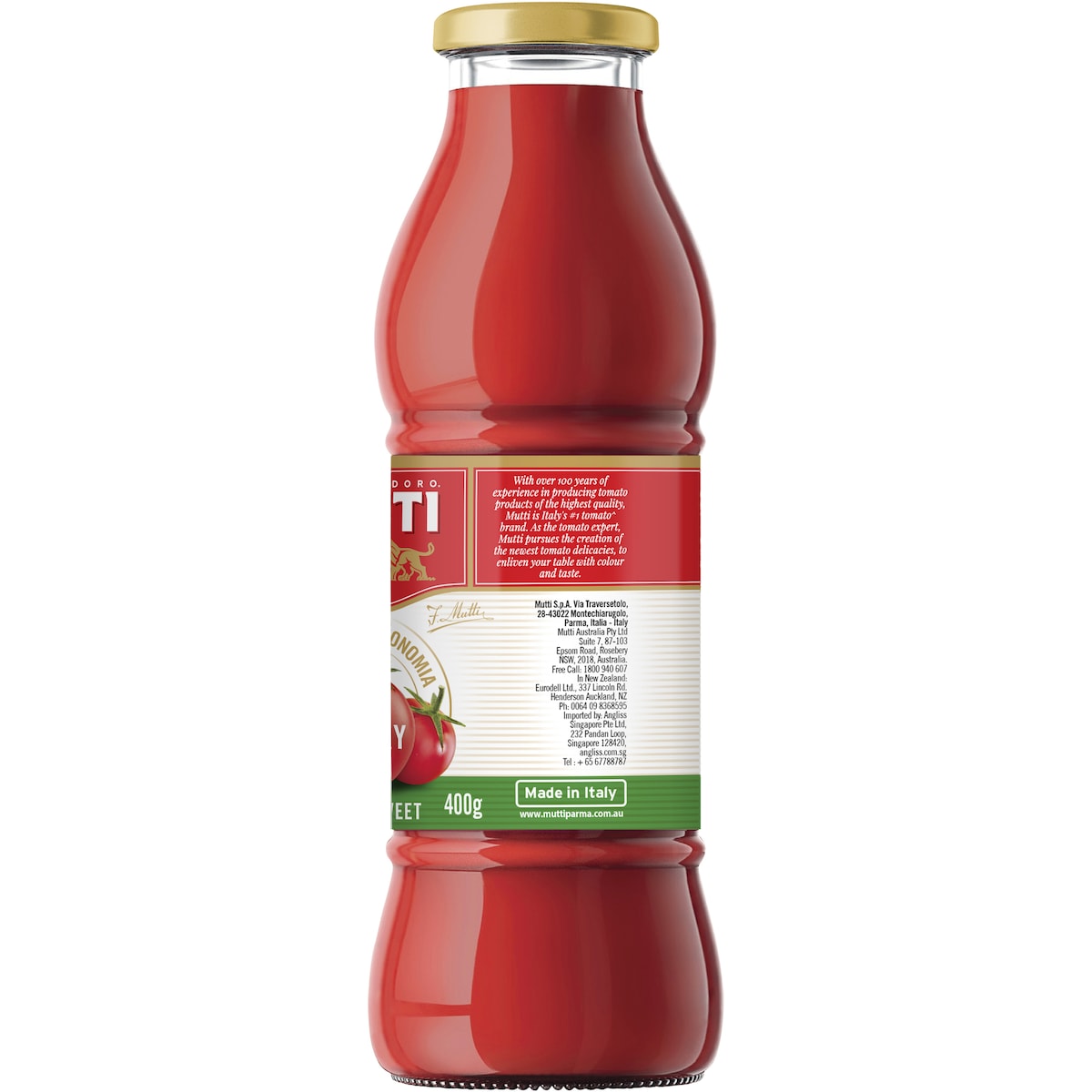 Mutti Cherry Tomato Passata Tomato Puree Gastronomia 400g
