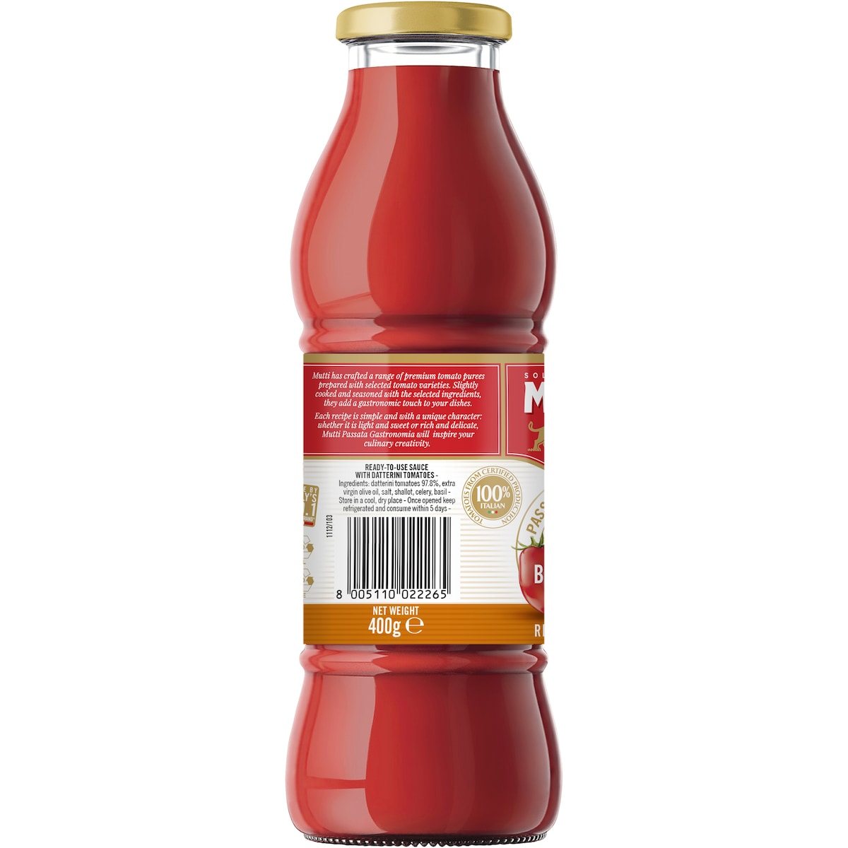 Mutti Baby Roma Passata Tomato Puree Gastronomia 400g