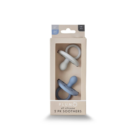 Plum Silicone Soother Steel Blue / Ash - 2 pack