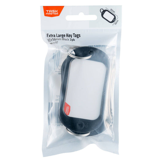 Taskmaster Extra Large Key Tags - 95 x 56mm, Black, 2 Pack