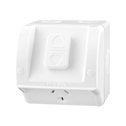 Deta Rhodium Single Outdoor Plated Power Point Outlet