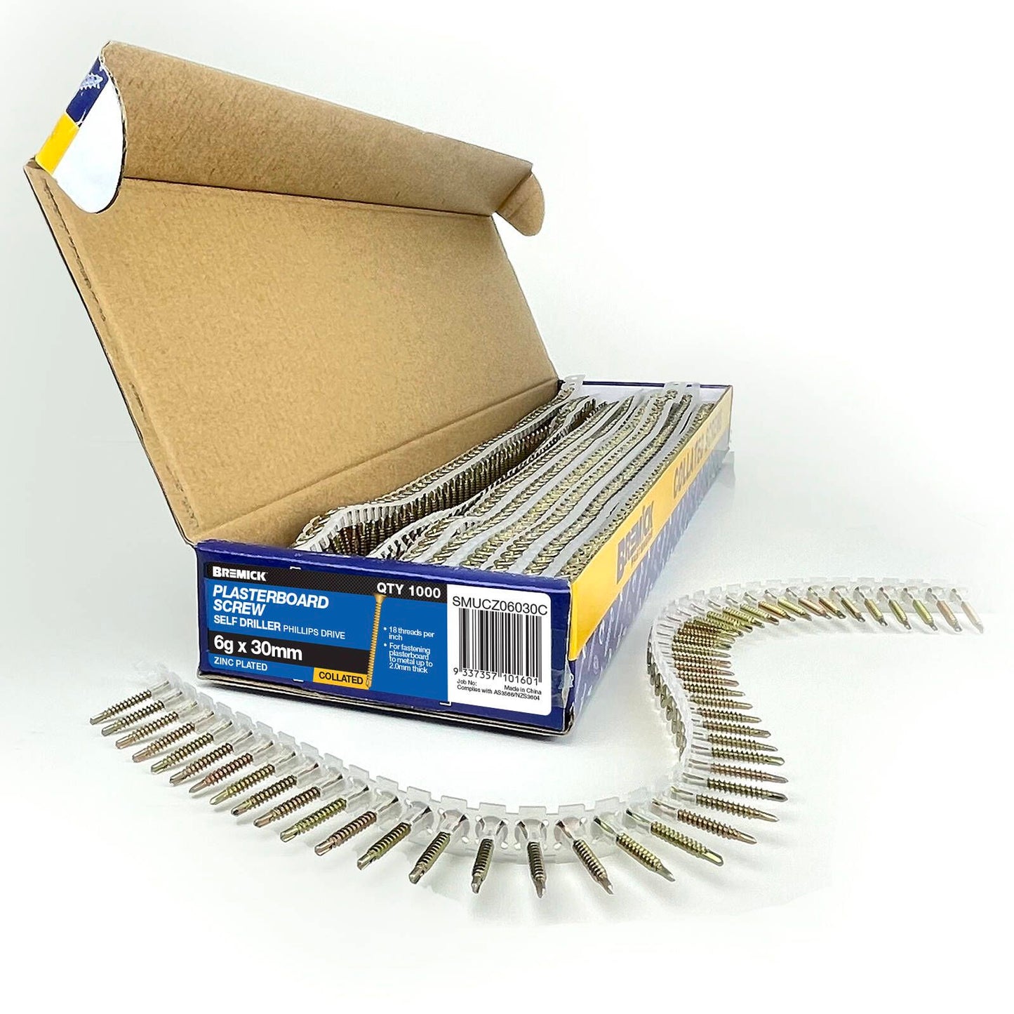 Bremick Collated Screw - 6g x 30mm - Zinc Yellow - 1000 Pack