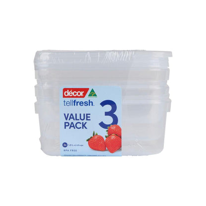 Decor Tellfresh Container 1 Litre - 3PACK