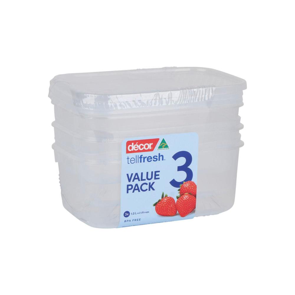 Decor Tellfresh Container 1 Litre - 3PACK