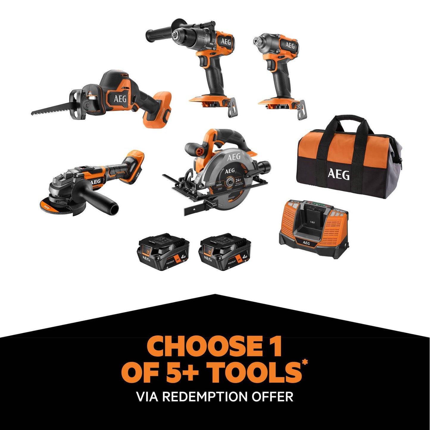 AEG Fusion Brushless Kit - 18V - 5 Piece - 4.0Ah