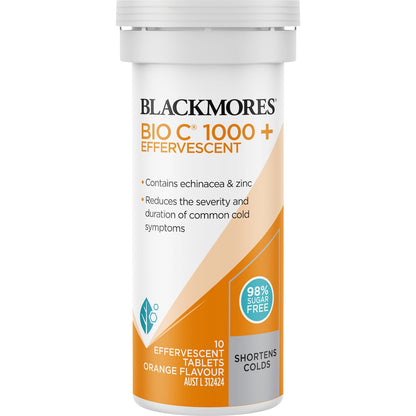 Blackmores Bio C 1000mg Echinacea + Zinc Vitamin C Effervescent Tablets 10 pack
