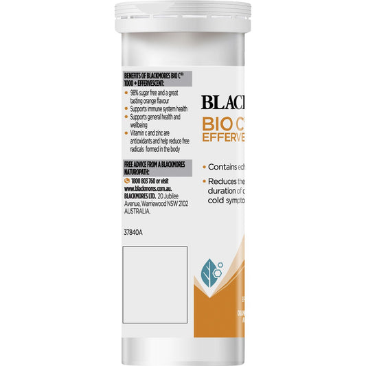 Blackmores Bio C 1000mg Echinacea + Zinc Vitamin C Effervescent Tablets 10 pack