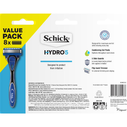 Schick Hydro 5 Blades With Gel 8 Pack