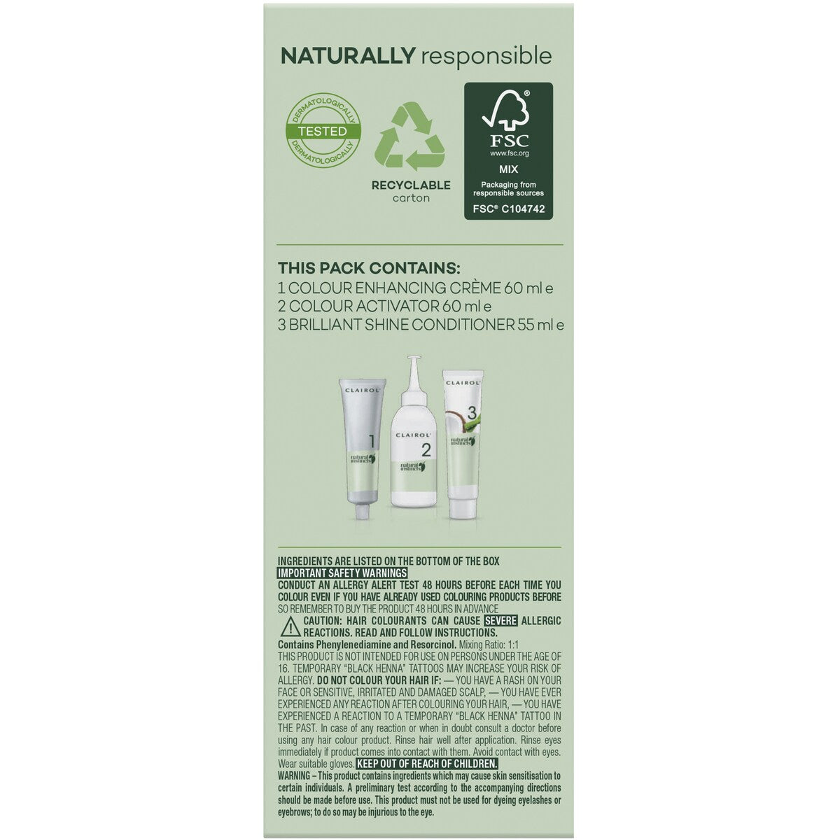 Clairol Natural Instincts Hair Colour 6 Light Brown Semi Permanent each