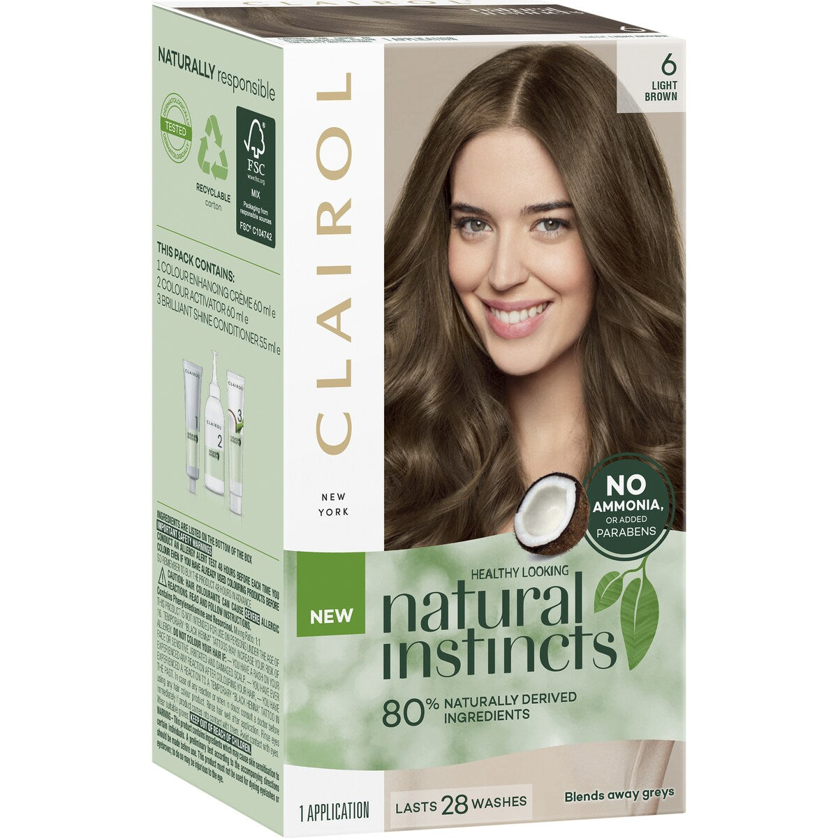 Clairol Natural Instincts Hair Colour 6 Light Brown Semi Permanent each