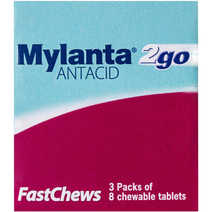 Mylanta Fastchews Antacid Tablets Mint 3 x 8 Pack