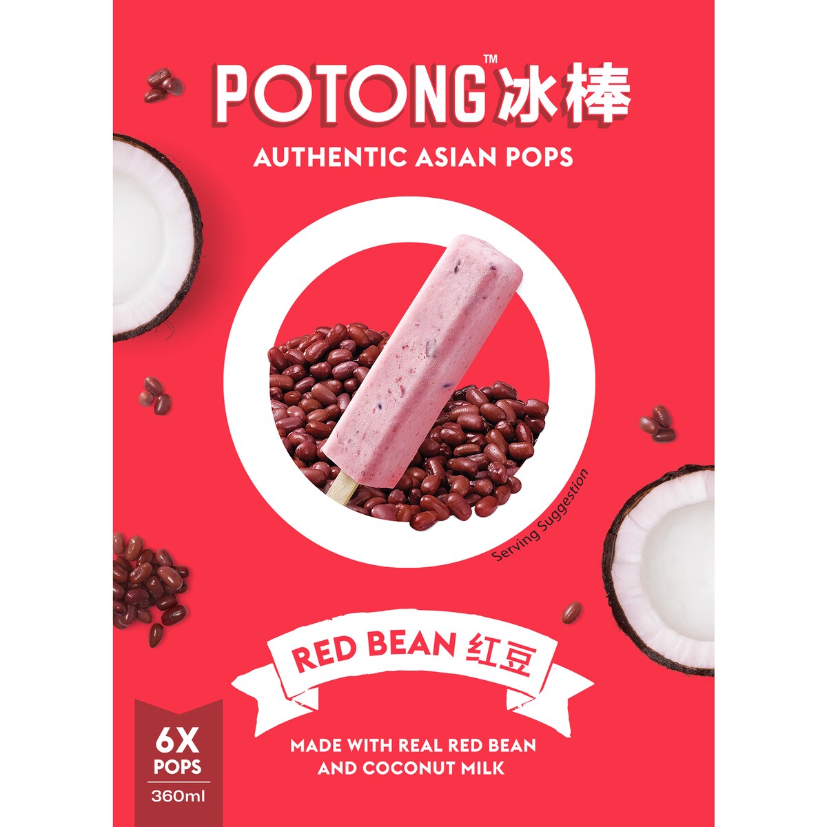 Potong Coconut Milk & Red Bean Pops 6 Pack