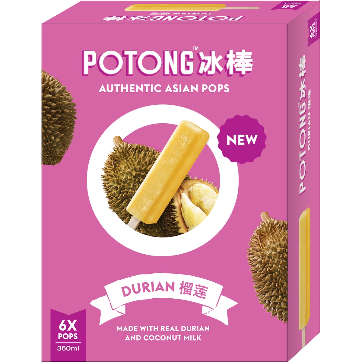 Potong Coconut Milk & Durian Pops 6 Pack