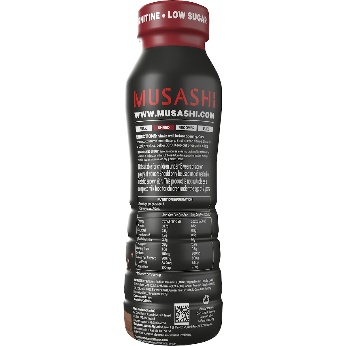 Musashi Shred & Burn Protein Shake Chocolate Milkshake 375ml