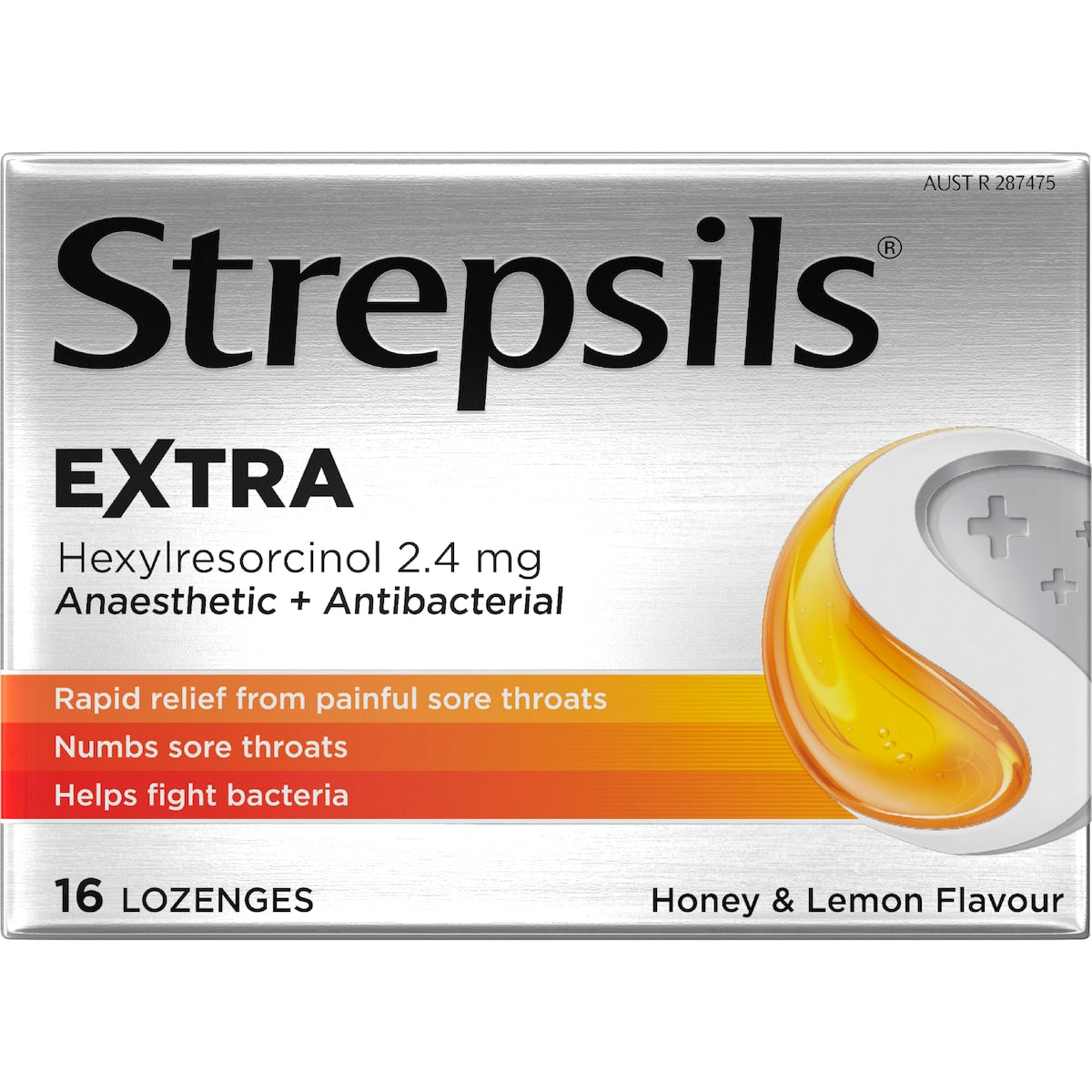 Strepsils Extra Honey & Lemon Sore Throat Fast Numb Lozenges 16 Pack